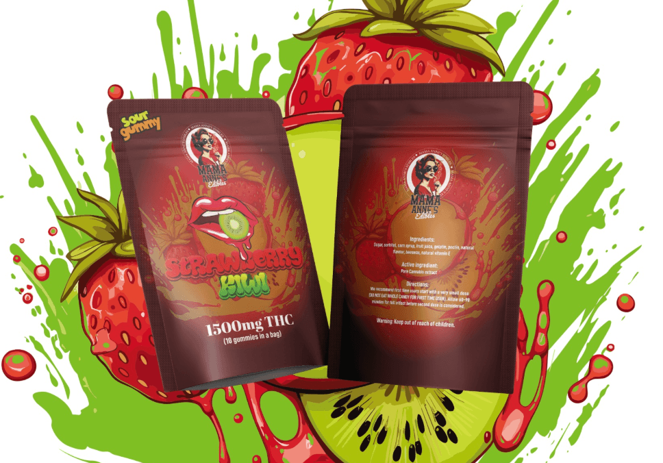 Mama Anne’s Edibles – Strawberry Kiwi Gummy – THC (1500MG THC)