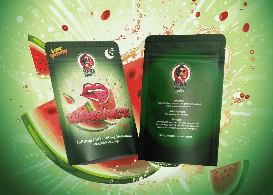 Mama Anne’s Edibles – Watermelon Gummy – + Melatonin (Sleep Gummy) (1500MG CBD)