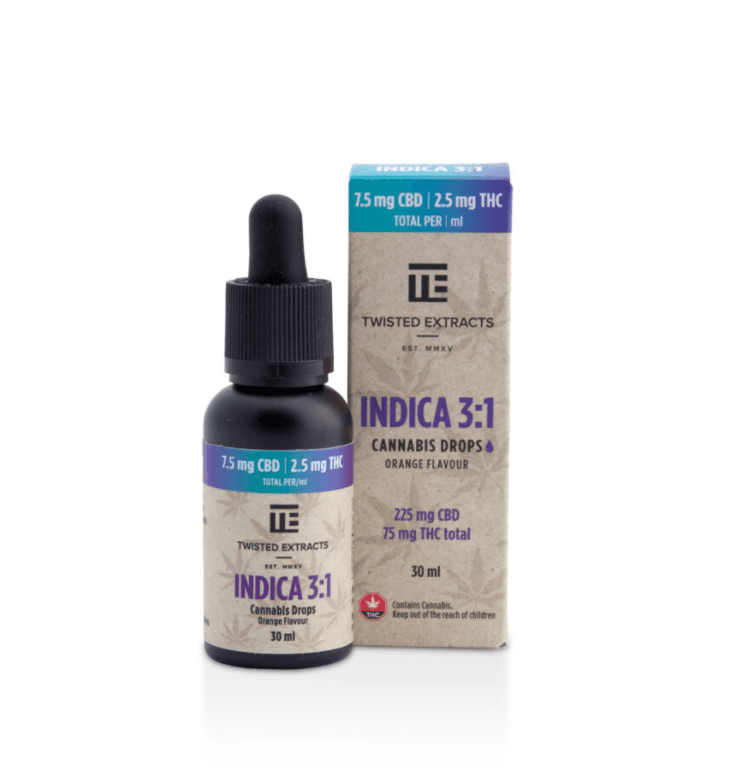 Twisted Extracts Oil Drops Indica 3:1 – Orange (225MG CBD + 75MG THC – 30G)