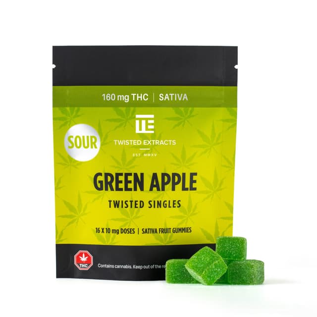 Twisted Extracts Sour Green Apple Twisted Singles Sativa (160MG THC) - Cannabis Product