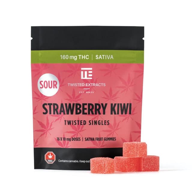 Twisted Extracts Sour Strawberry Kiwi Twisted Singles Sativa (160MG THC) - Cannabis Product
