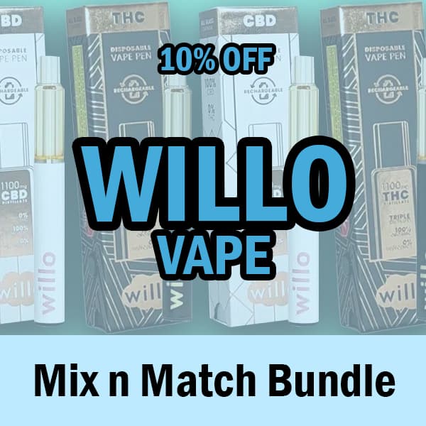 Willo Vape Bundle – 1100mg CBD + THC Disposable Vape Variety Pack Mix + Match