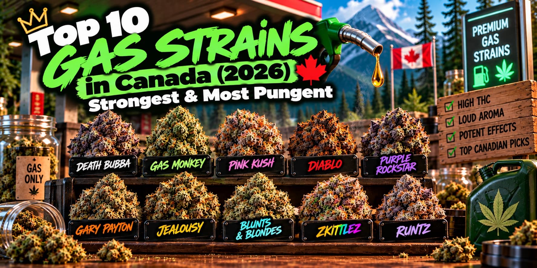 Top 10 Gas Strains in Canada (2026): Strongest & Most Pungent