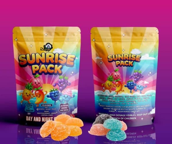 Sky High Edibles – Day and Night Gummies – Sunrise Pack (900mg THC : 300mg CBD)