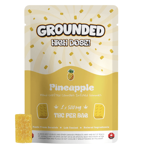 Grounded High Dose Bricks – Pineapple Gummy (500MG THC)