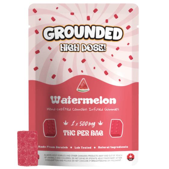 Grounded High Dose Bricks – Watermelon Gummy (500MG THC)