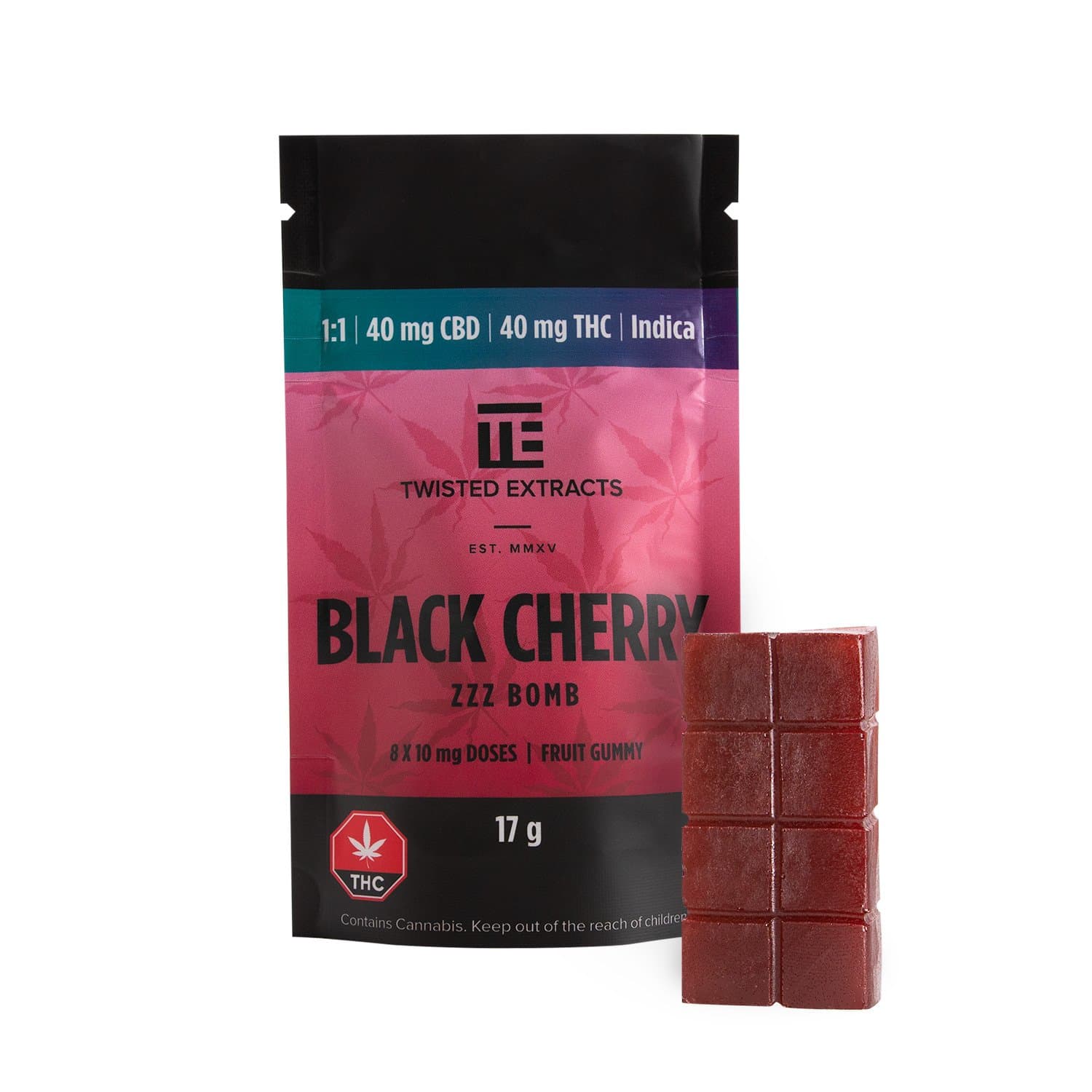 Twisted Extracts Black Cherry 1:1 Zzz Bomb (40MG THC + 40MG CBD)