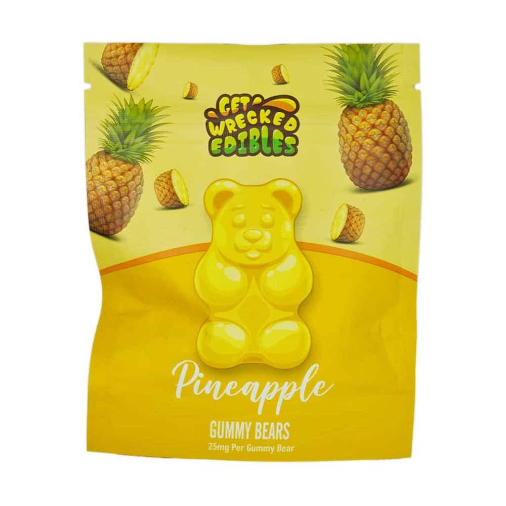 Get Wrecked Edibles – Pineapple Gummy Bears 300MG THC