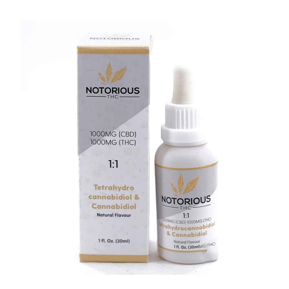 Notorious – 1:1 THC/CBD Tincture – 30ml (500MG/1000MG/2000MG) (Copy)