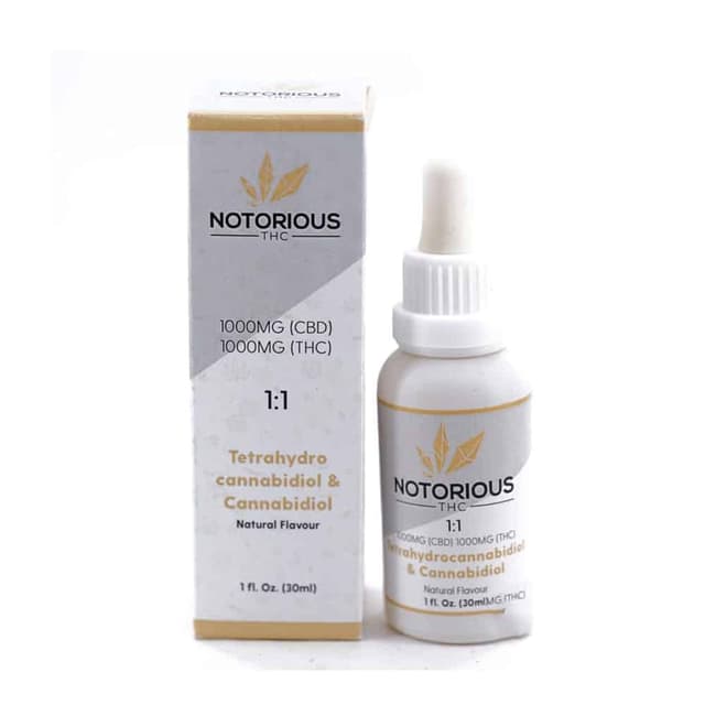 Notorious – 1:1 THC/CBD Tincture – 30ml (500MG/1000MG/2000MG) (Copy) - Cannabis Product