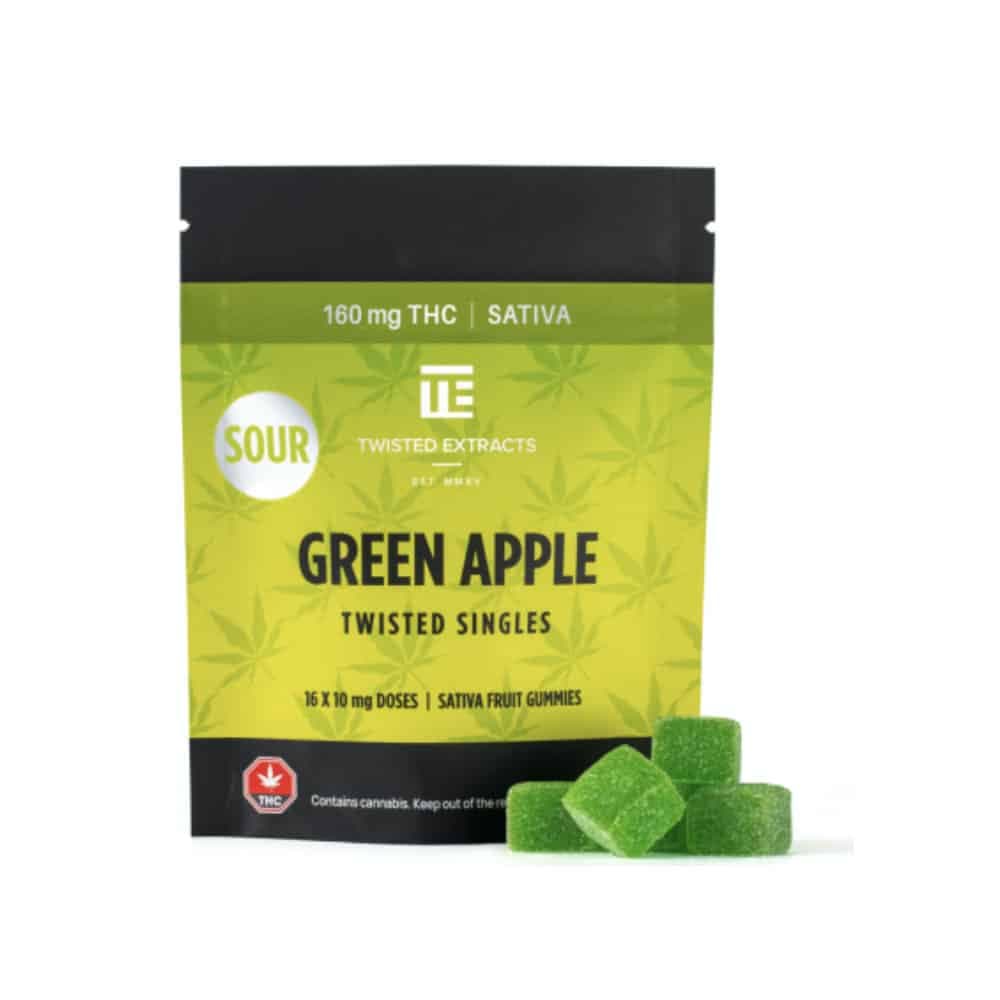 Twisted Extracts – Twisted Singles Sour Green Apple 160MG THC (SATIVA)