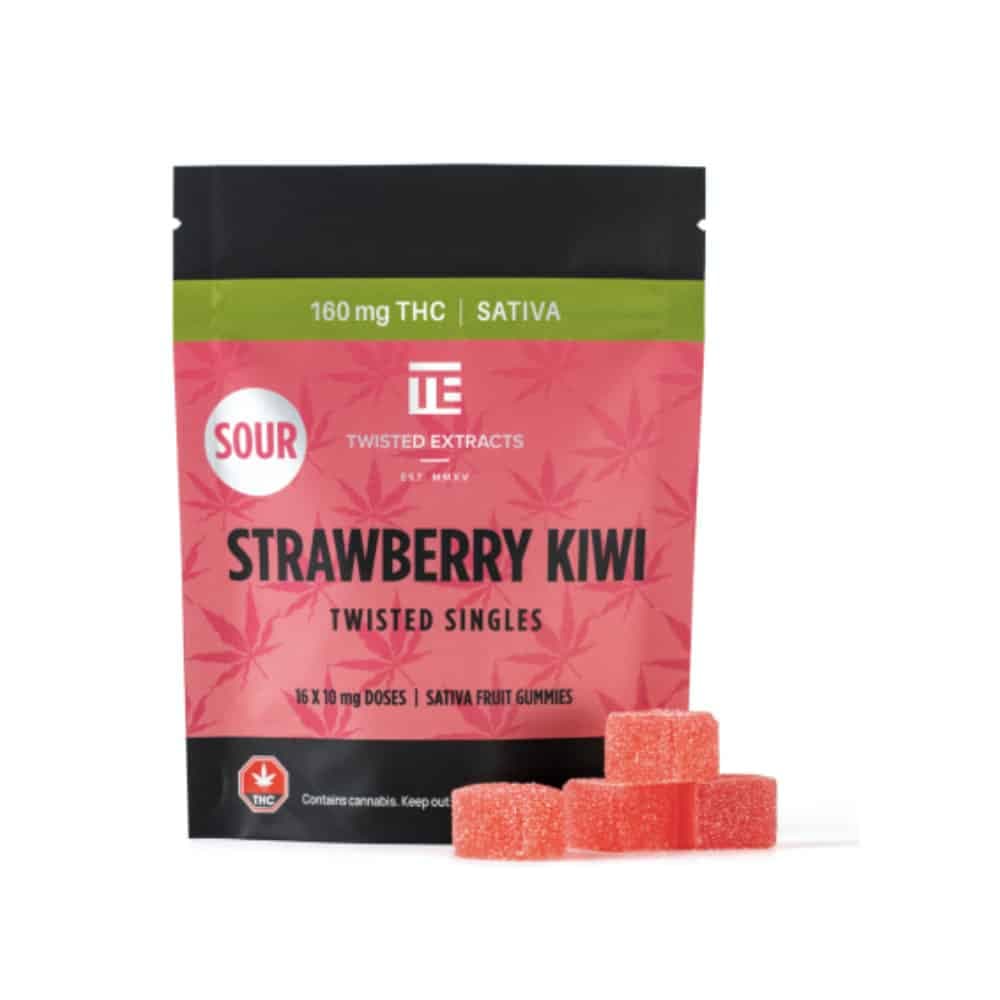 Twisted Extracts – Twisted Singles Sour Strawberry Kiwi 160MG THC (SATIVA)