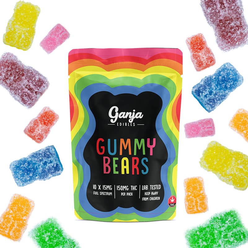 Ganja Edibles – Sour Ganja Bears 150mg THC – Blue Raspberry