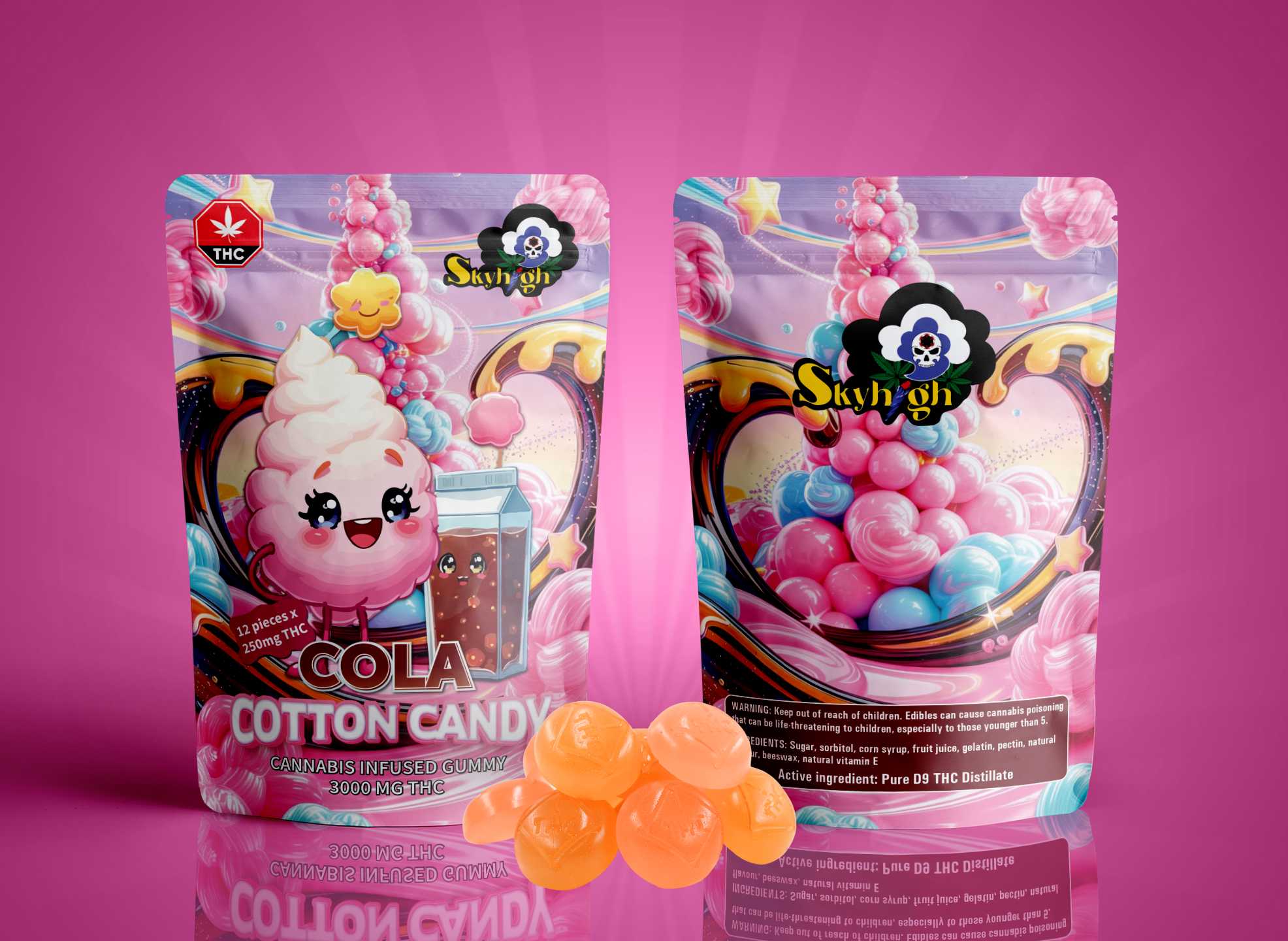 Sky High Edibles – Cola + Cotton Candy Gummy 3000mg THC