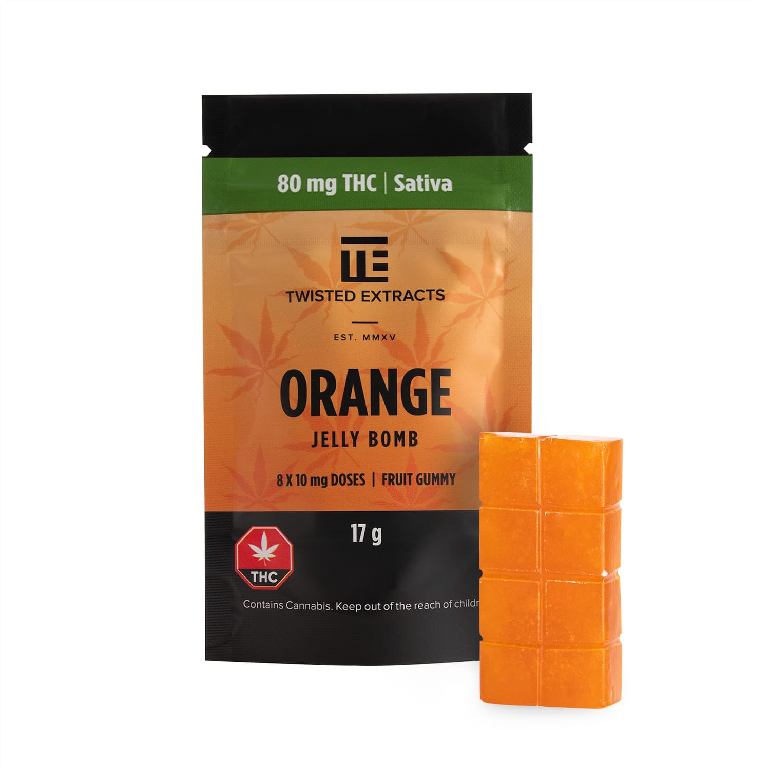 Twisted Extracts – Orange Jelly Bombs : 80MG THC (SATIVA)
