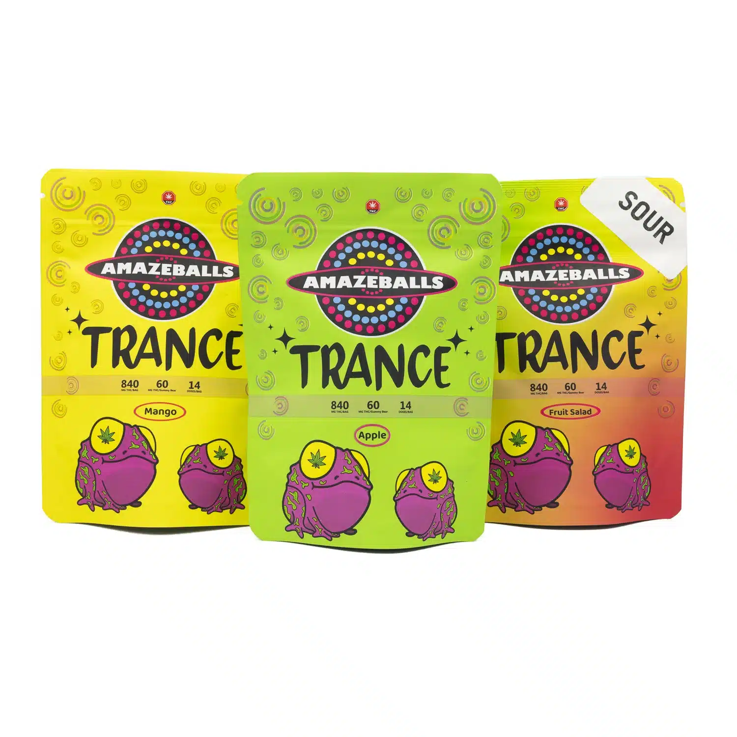 Amazeballs Edibles – Trance Gummies ORIGINAL – 840MG THC – Strawberry Kiwi