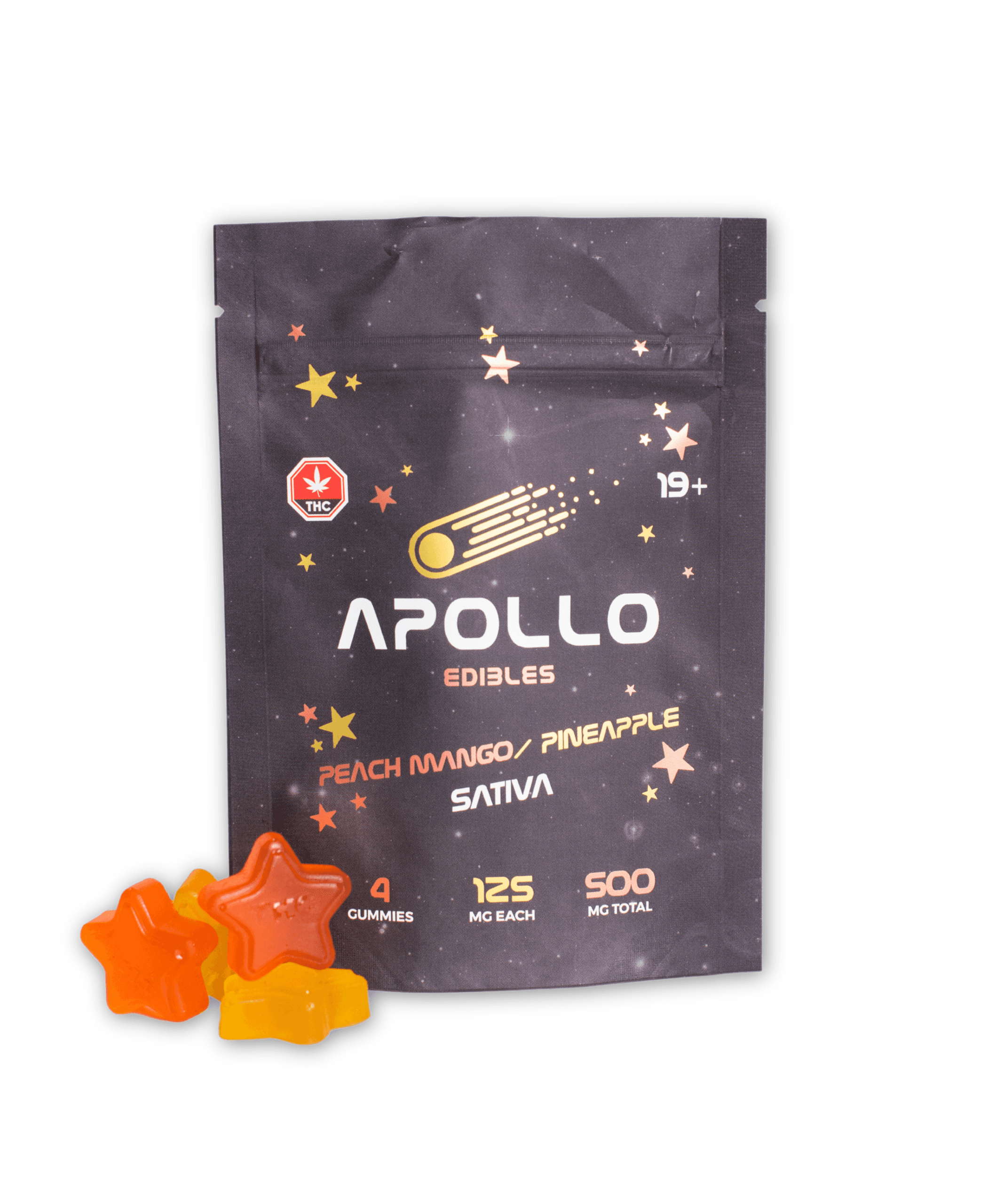 Apollo Peach Mango/Pineapple Shooting Stars Gummies 500MG THC (SATIVA)