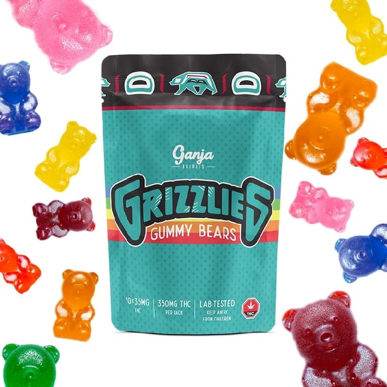 Ganja Edibles – Grizzlies Gummy Bears Watermelon Flavour 350mg THC