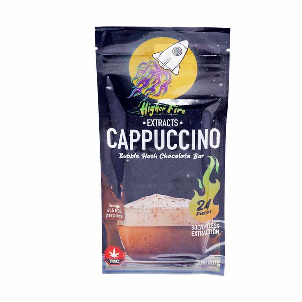 Higher Fire Extracts – Bubble Hash Chocolate Bar – Cappuccino 1000mg THC