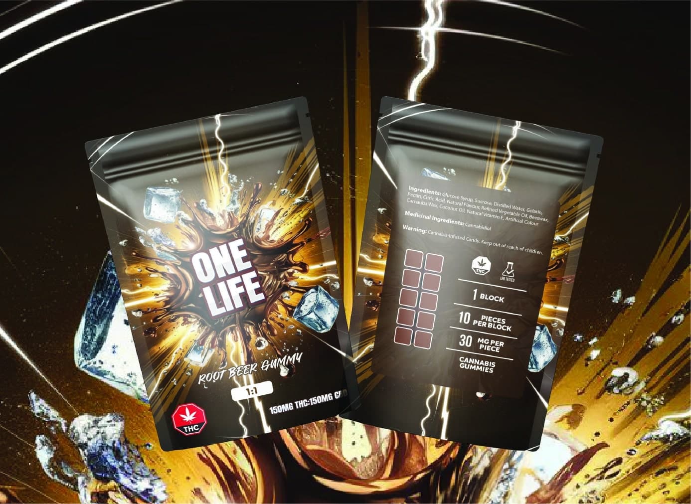 One Life Edibles – Root Beer Gummy – 150mg THC + 150mg CBD