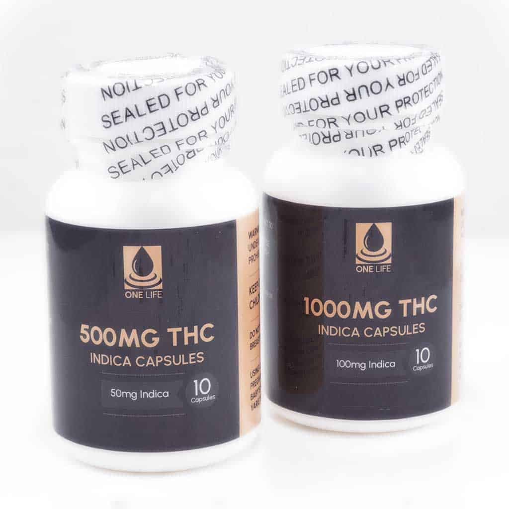 One Life Soft Gel Capsules – THC Capsules – INDICA 500MG
