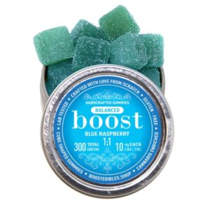 Boost Edibles Gummy 1:1 Blue Raspberry (300mg)