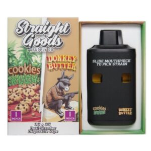 Straight Goods LCD Screen Dual Chamber Vape – Cookies Kush + Donkey Butter (3 Grams + 3 Grams)