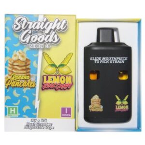 Straight Goods LCD Screen Dual Chamber Vape – Banana Pancakes + Lemon Rock Candy  (3 Grams + 3 Grams)